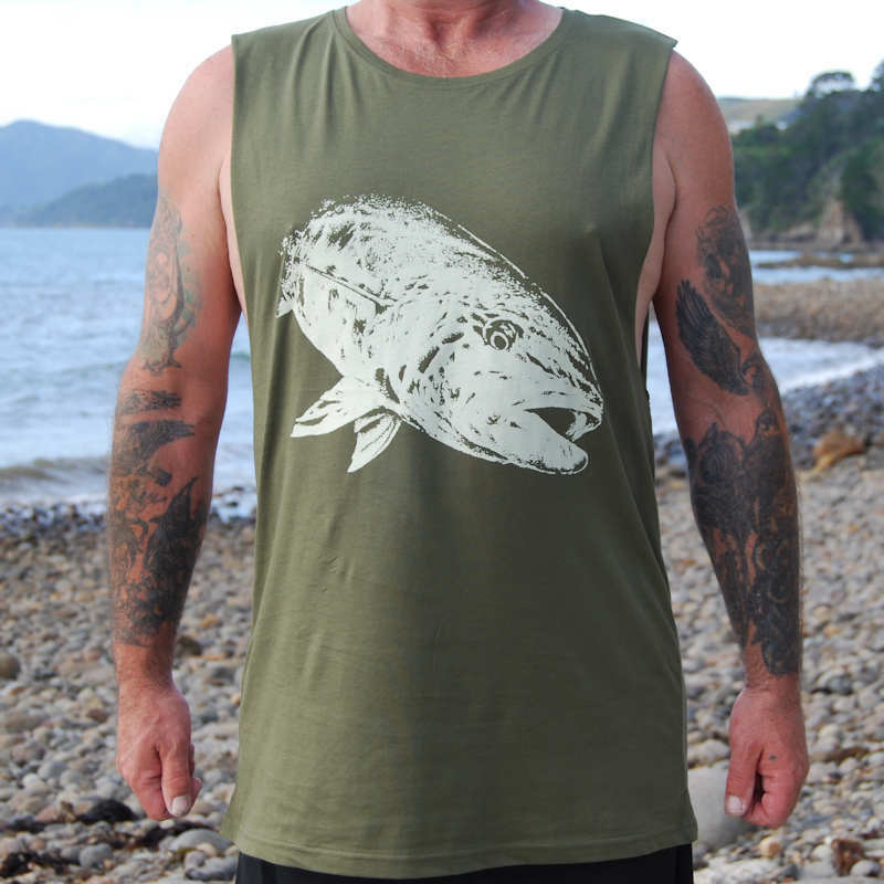 Tank Tee Kingfish/Snapper Fern Skeleton Print
